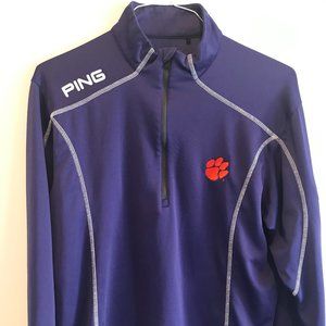 Ping golf Clemson logo quarter zip purple